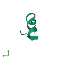 PDB entry 1meq coloured by chain, side view.
