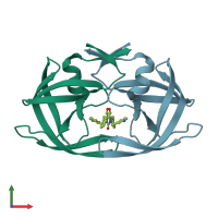 PDB entry 1mer coloured by chain, front view.