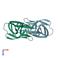 PDB entry 1met coloured by chain, top view.