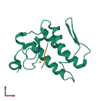 PDB entry 1mf4 coloured by chain, front view.