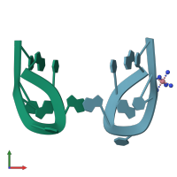 PDB entry 1mf5 coloured by chain, front view.