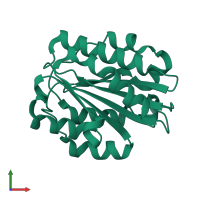 PDB entry 1mf7 coloured by chain, front view.