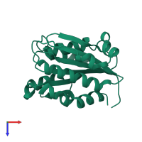 PDB entry 1mf7 coloured by chain, top view.