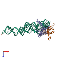 PDB entry 1mfq coloured by chain, top view.