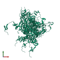 PDB entry 1mfs coloured by chain, ensemble of 30 models, front view.