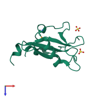 PDB entry 1mfw coloured by chain, top view.