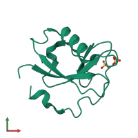 PDB entry 1mg4 coloured by chain, front view.