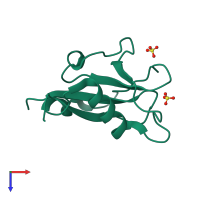 PDB entry 1mg4 coloured by chain, top view.