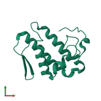 PDB entry 1mg6 coloured by chain, front view.