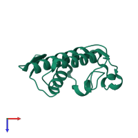 PDB entry 1mg6 coloured by chain, top view.