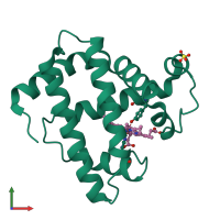 PDB entry 1mgn coloured by chain, front view.