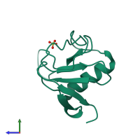 PDB entry 1mgr coloured by chain, side view.