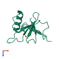 PDB entry 1mgr coloured by chain, top view.