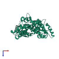 PDB entry 1mh3 coloured by chain, top view.