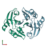 PDB entry 1mh6 coloured by chain, front view.