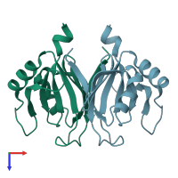PDB entry 1mh6 coloured by chain, top view.