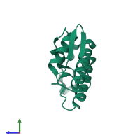 PDB entry 1mh7 coloured by chain, side view.