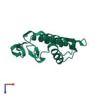 PDB entry 1mh7 coloured by chain, top view.