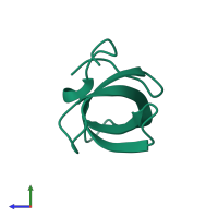 PDB entry 1mhn coloured by chain, side view.