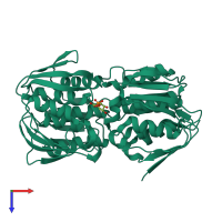 PDB entry 1mi4 coloured by chain, top view.