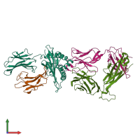 PDB entry 1mi5 coloured by chain, front view.