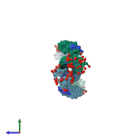 PDB entry 1mic coloured by chain, ensemble of 20 models, side view.