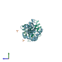 PDB entry 1mih coloured by chain, side view.