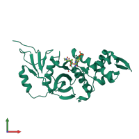 PDB entry 1mja coloured by chain, front view.
