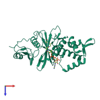 PDB entry 1mja coloured by chain, top view.