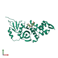 PDB entry 1mjb coloured by chain, front view.