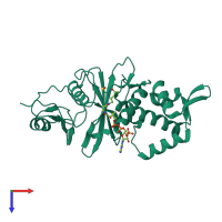 PDB entry 1mjb coloured by chain, top view.