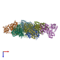 PDB entry 1mjg coloured by chain, top view.