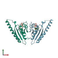 PDB entry 1mjh coloured by chain, front view.