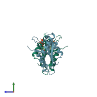 PDB entry 1mjh coloured by chain, side view.