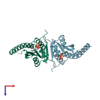 PDB entry 1mjh coloured by chain, top view.