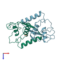 PDB entry 1mjk coloured by chain, top view.