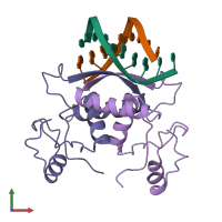 PDB entry 1mjp coloured by chain, front view.