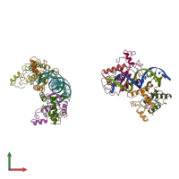 PDB entry 1mjq coloured by chain, front view.