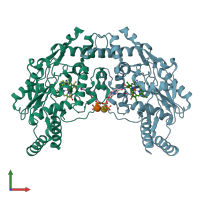 PDB entry 1mjt coloured by chain, front view.