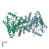 PDB entry 1mjt coloured by chain, top view.