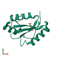 PDB entry 1mk0 coloured by chain, front view.