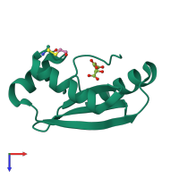 PDB entry 1mk0 coloured by chain, top view.