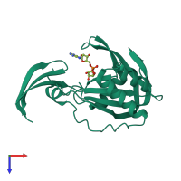 PDB entry 1mk1 coloured by chain, top view.