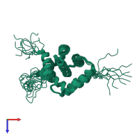 PDB entry 1mk3 coloured by chain, ensemble of 10 models, top view.