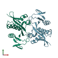 PDB entry 1mk4 coloured by chain, front view.