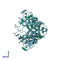 PDB entry 1mk4 coloured by chain, side view.