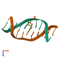 PDB entry 1mk6 coloured by chain, top view.
