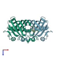 PDB entry 1mka coloured by chain, top view.