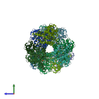 PDB entry 1mkd coloured by chain, side view.