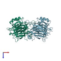 PDB entry 1mkf coloured by chain, top view.